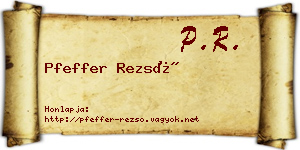 Pfeffer Rezső névjegykártya
